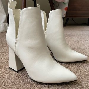 White Faux Leather Booties